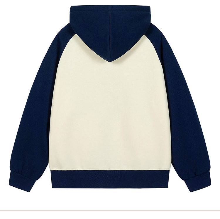 Contrast color cardigan hooded zipper sweatshirt KE3-0253243