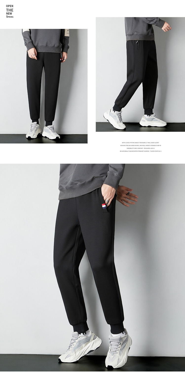 Knitted cuffs plus velvet casual sweatpants men KE3-0282009JR