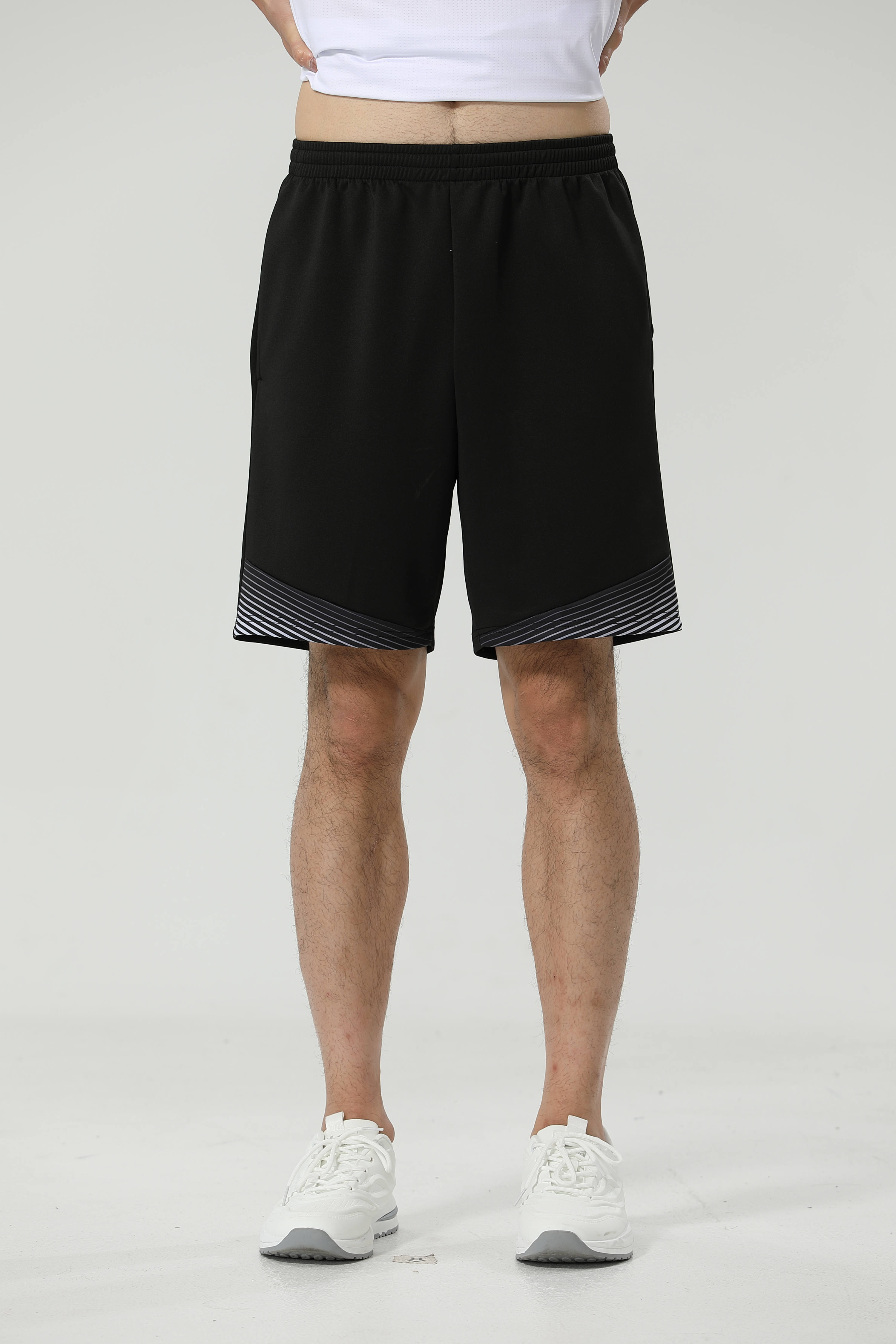 Black color matching pearl casual shorts 110-294