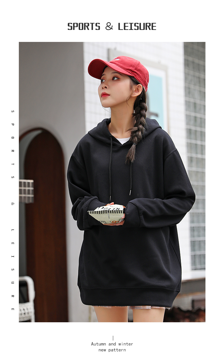 310g pique healthy cotton solid color hooded pullover sweatshirt universal style W02-705