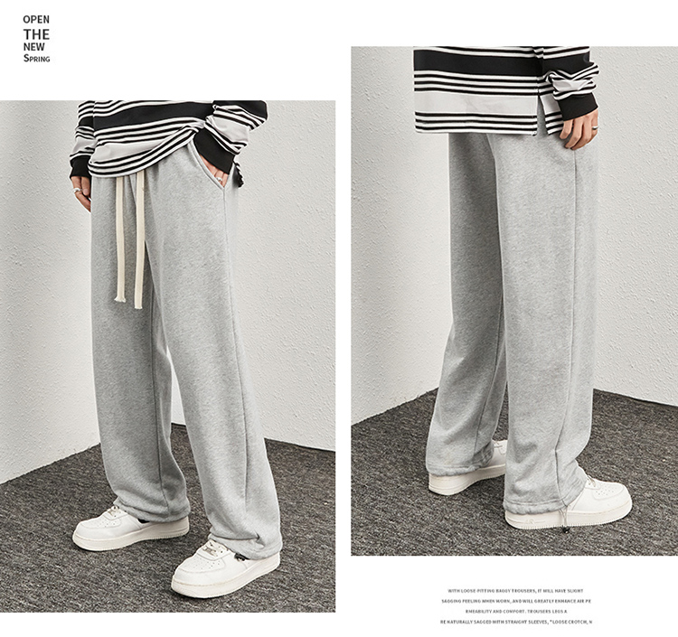 Straight casual pants plain men sweatpants KE3-023690