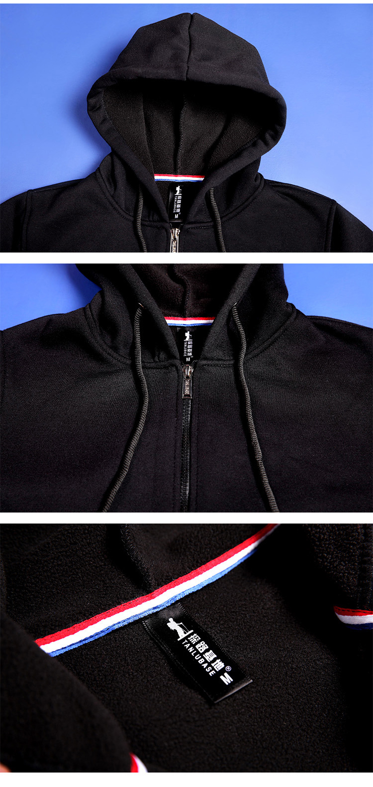 600gCVC Korean velvet zipper hooded sweatshirt universal style H09-803