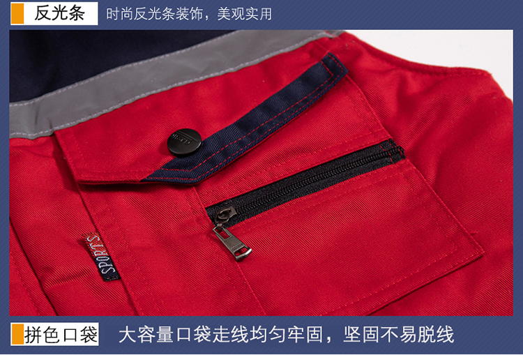 Full process polyester cotton plus cotton color matching reflective strip zipper vest H22-904