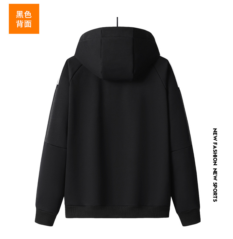 Sleeve webbing hooded zipper jacket KC1-890 fleece top