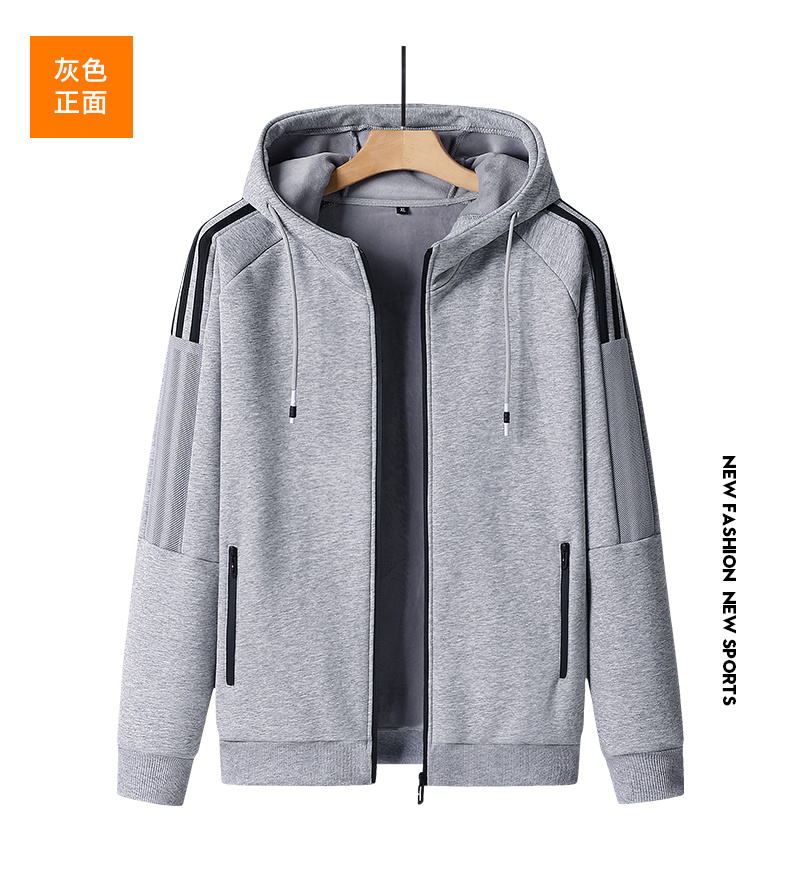 Sleeve webbing hooded zipper jacket KC1-890 fleece top