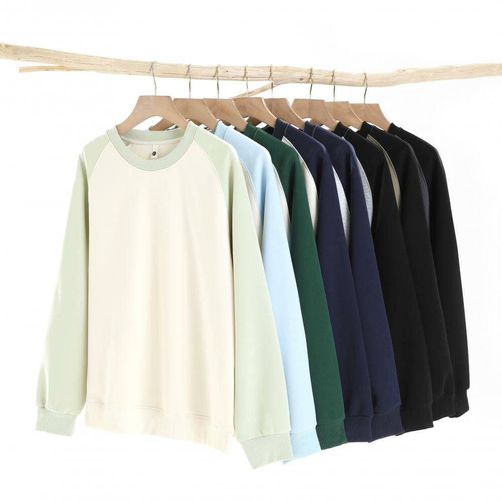 360g pure cotton raglan colorblocking round neck sweatshirt for couples GJ9-Z01