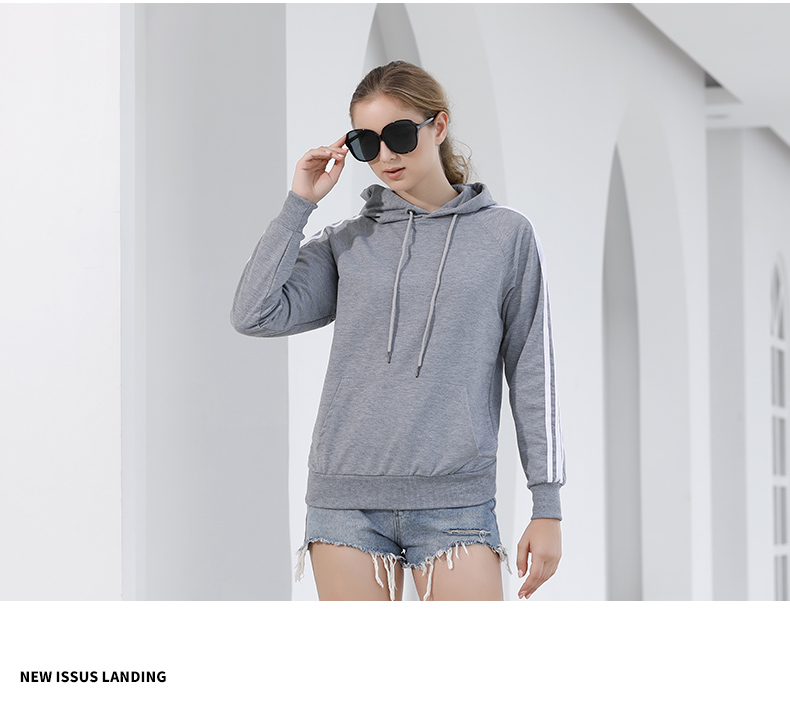 Thin three-bar hooded pullover sweatshirt H04-202