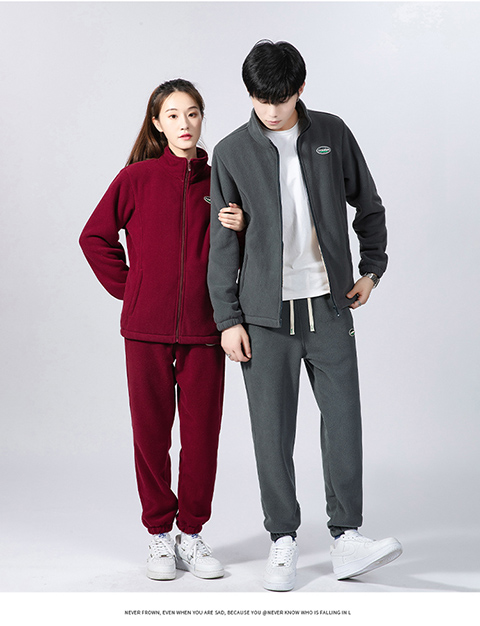 Double-sided hand-grabbed polar fleece couple suit stand-up collar zipper sweatshirt KB-9906 men