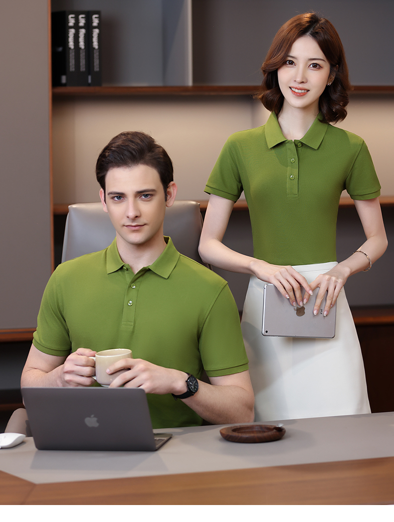 210g 40s double yarn medium beaded horse cotton beaded flower short sleeve POLO shirt GJ15-2386