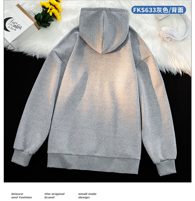 Jacquard texture hooded cardigan couple sweatshirt KA2-FKS-633