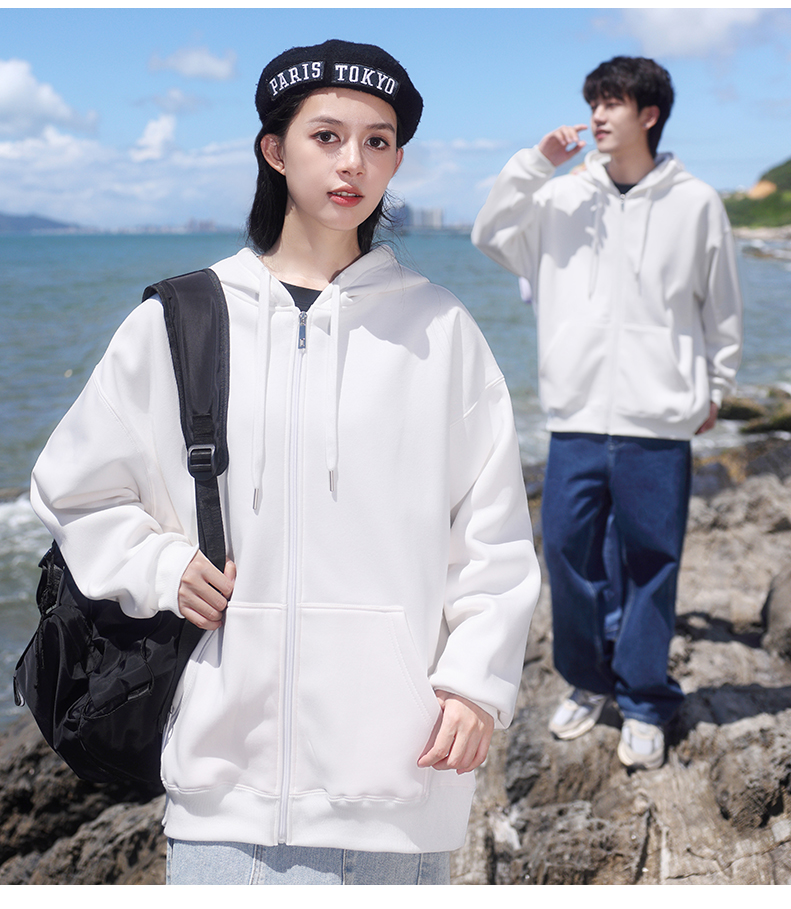 700g drop shoulder hooded zip-up sweatshirt YZ02-3333