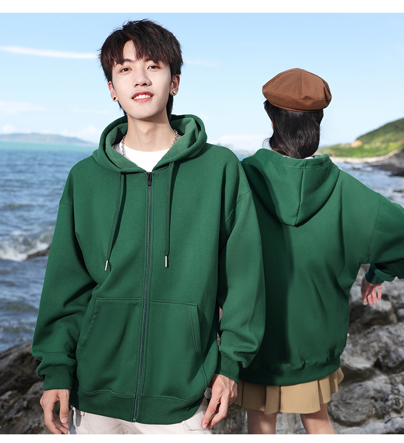 700g drop shoulder hooded zip-up sweatshirt YZ02-3333