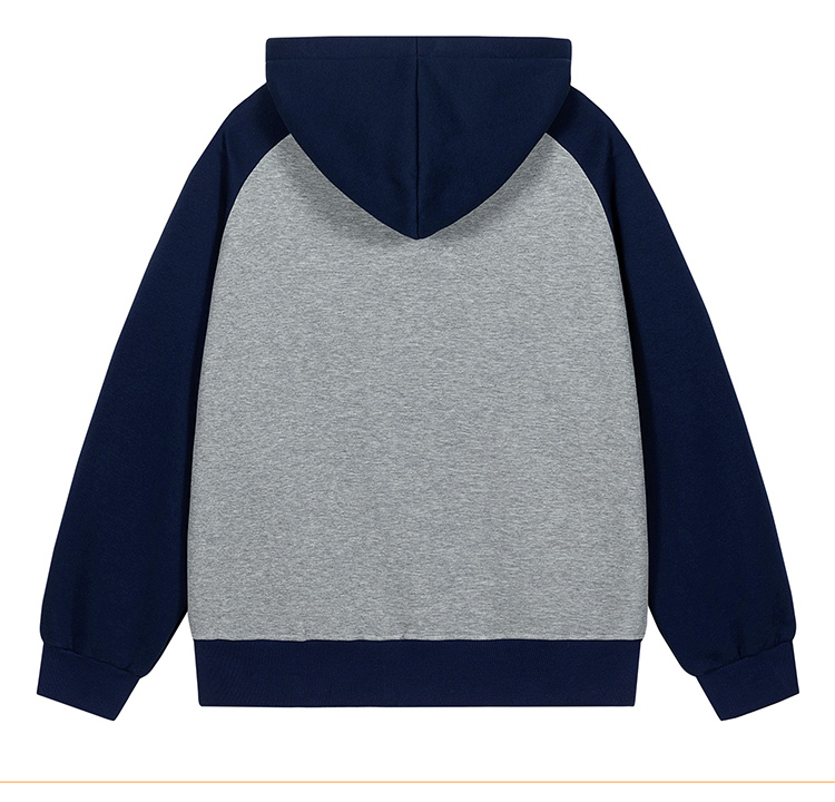 Contrast color cardigan hooded zipper sweatshirt KE3-0253243