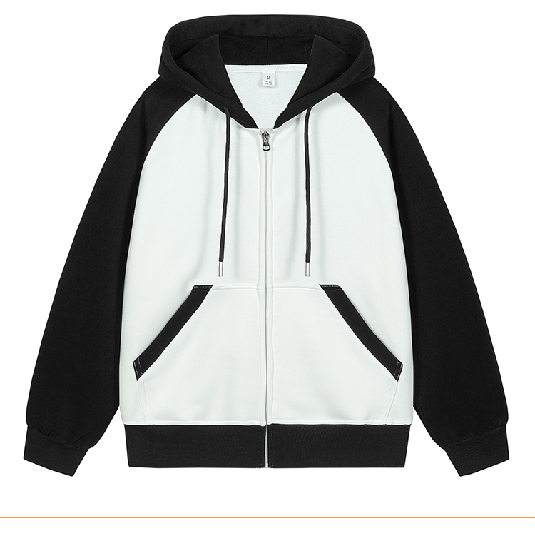 Contrast color cardigan hooded zipper sweatshirt KE3-0253243