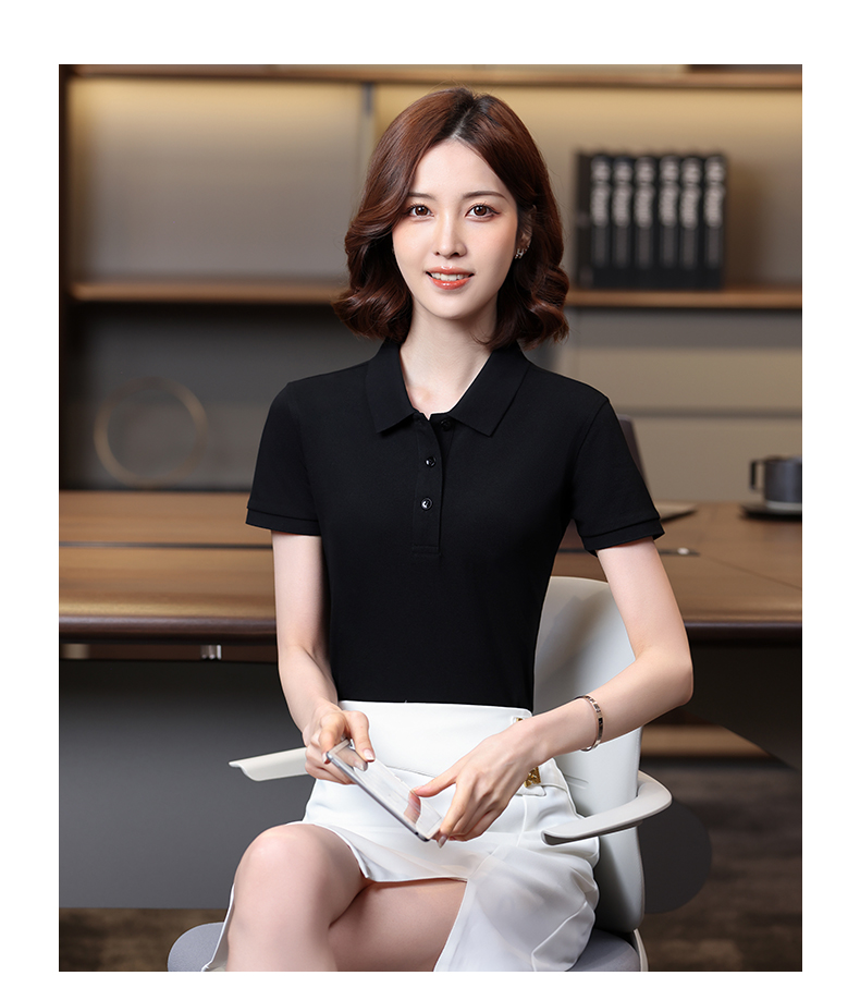 210g 40s double yarn medium beaded horse cotton beaded flower short sleeve POLO shirt GJ15-2386