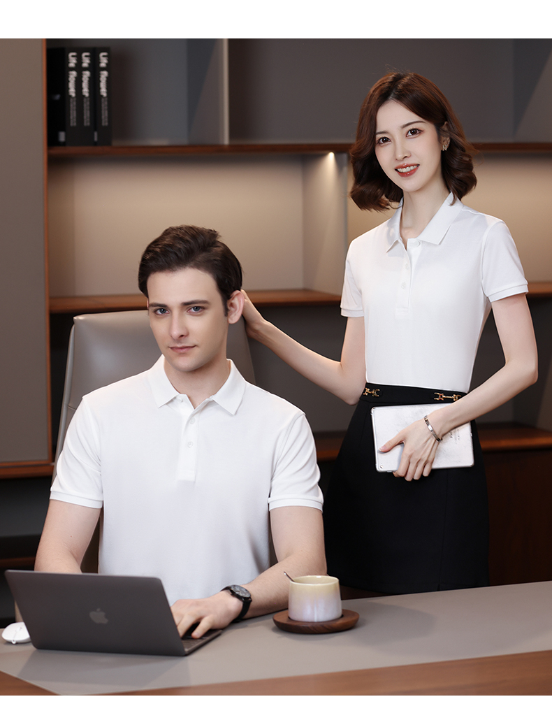 210g 40s double yarn medium beaded horse cotton beaded flower short sleeve POLO shirt GJ15-2386