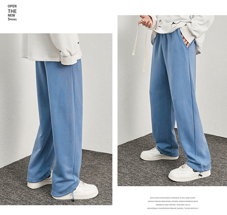 Straight casual pants plain men sweatpants KE3-023690