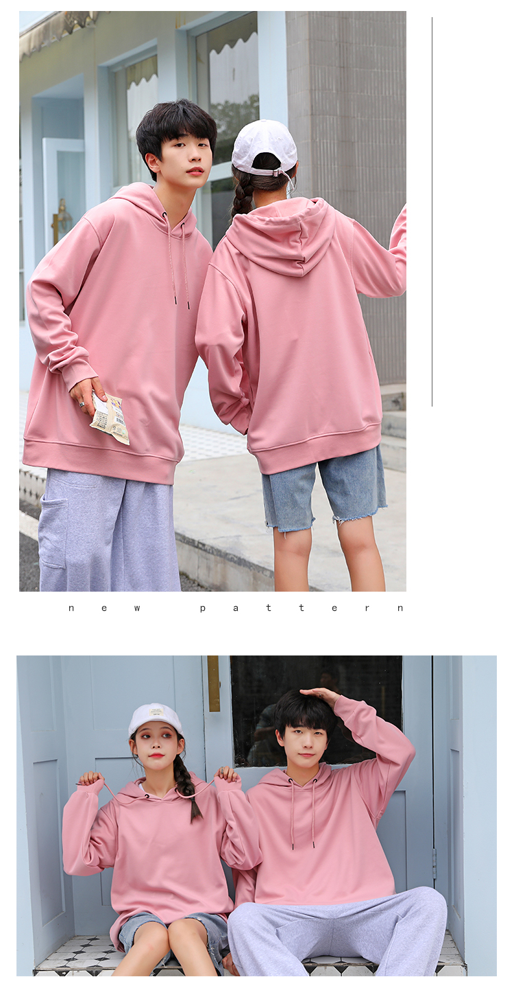 310g pique healthy cotton solid color hooded pullover sweatshirt universal style W02-705