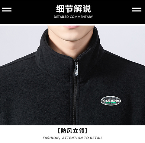 Double-sided hand-grabbed polar fleece couple suit stand-up collar zipper sweatshirt KB-9906 men