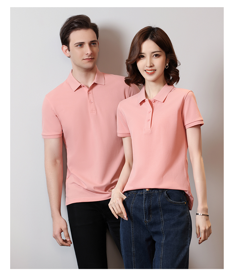 210g 40s double yarn medium beaded horse cotton beaded flower short sleeve POLO shirt GJ15-2386