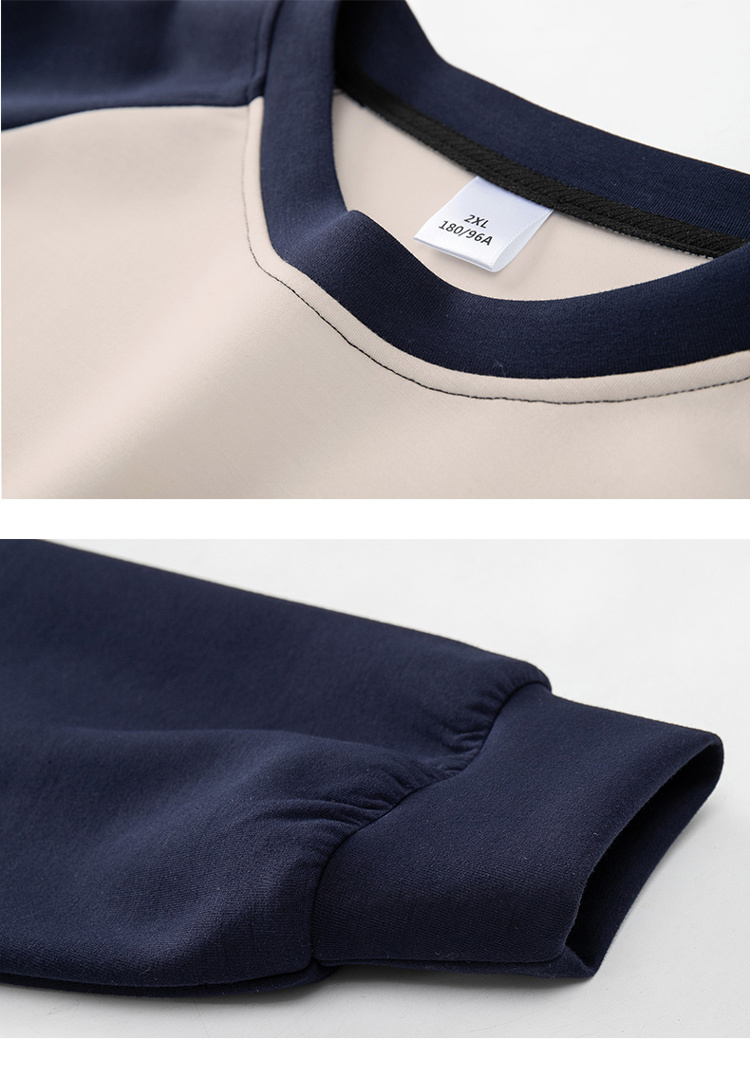 Round neck color matching sweatshirt couple KE3-02102023