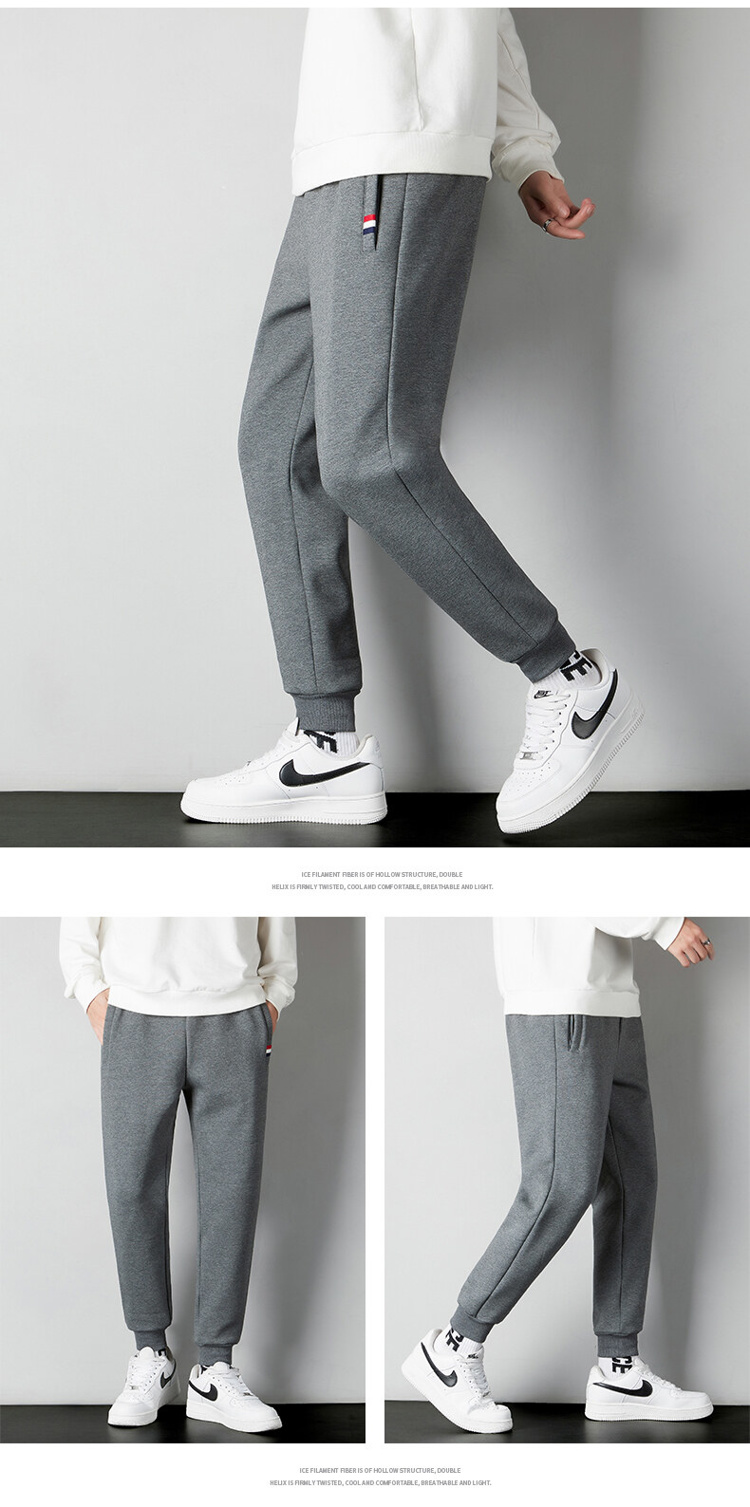 Knitted cuffs plus velvet casual sweatpants men KE3-0282009JR