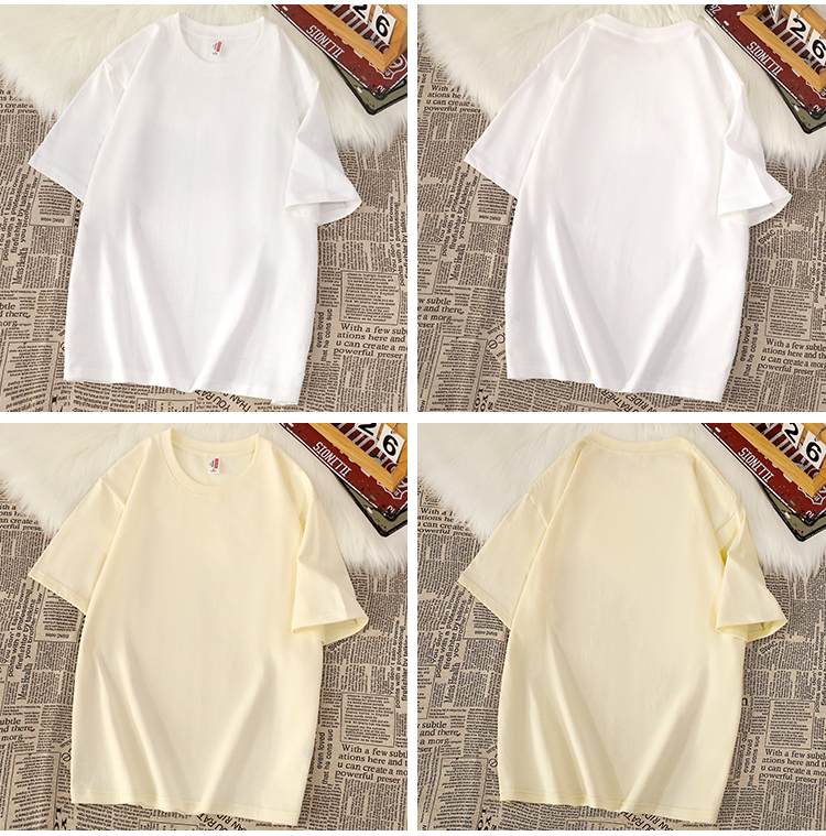 220g heavyweight soft skin-friendly pure cotton drop shoulder round neck short sleeves YZ01-X5