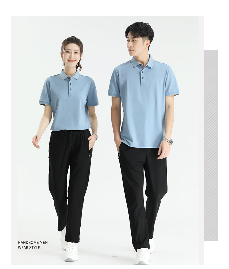 195g antibacterial dense cotton pull-up collar short-sleeved POLO shirt GB13-2866