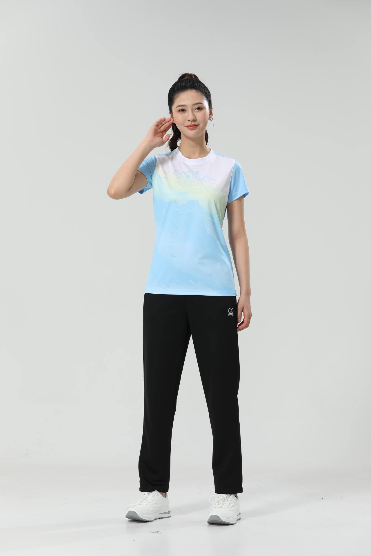 Gradient Printing Pearl Quick Dry Round Neck Short Sleeve 110-1856