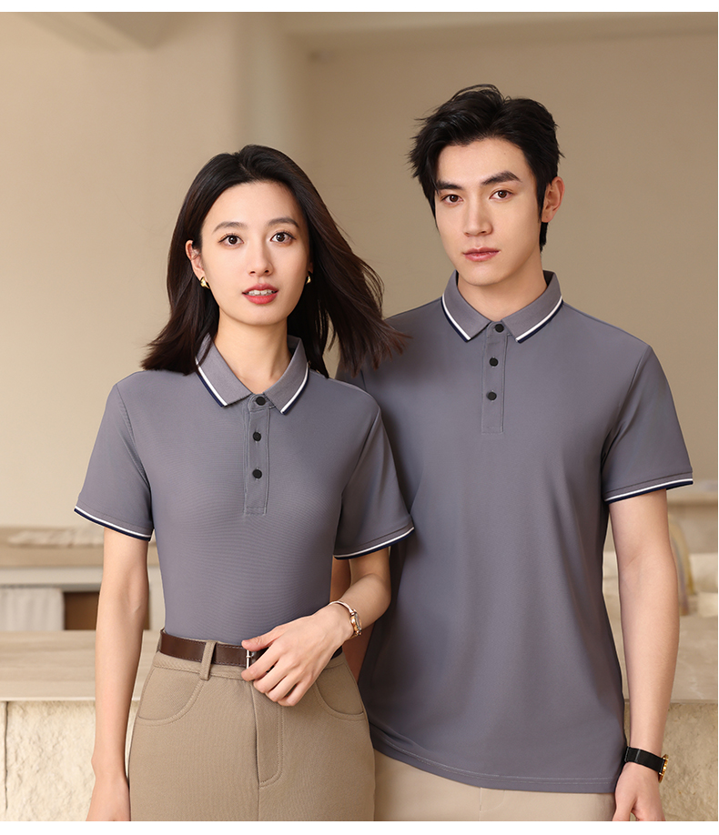 Ice silk brocade spandex short-sleeved lapel POLO shirt GJ20-2598