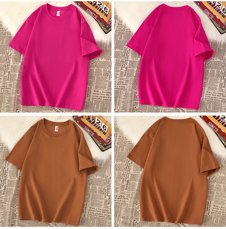 220g heavyweight soft skin-friendly pure cotton drop shoulder round neck short sleeves YZ01-X5