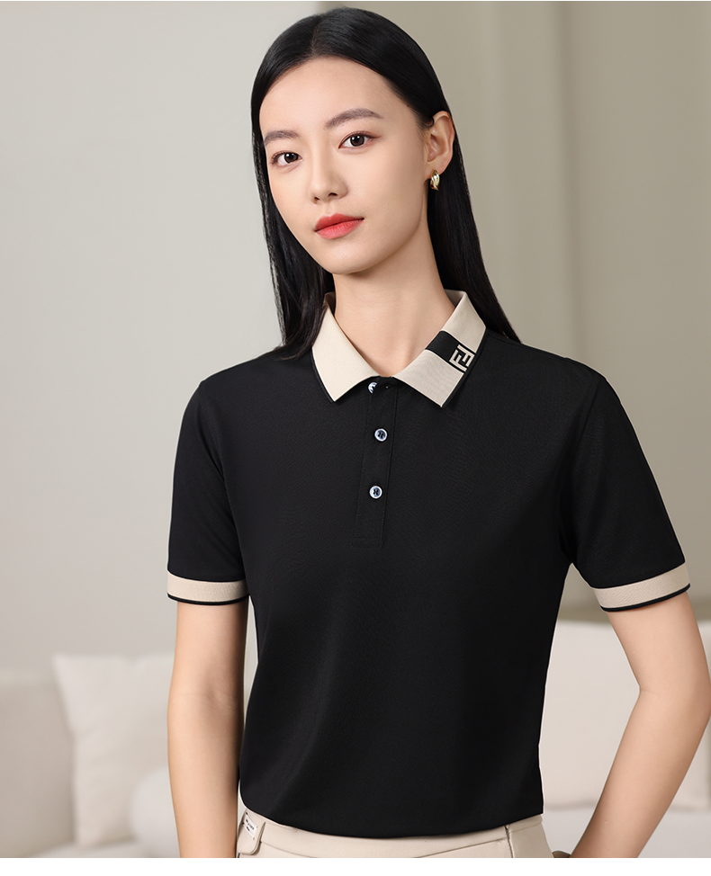 200g comfortable skin-friendly ice ion color double F short-sleeved lapel polo shirt HW01-932