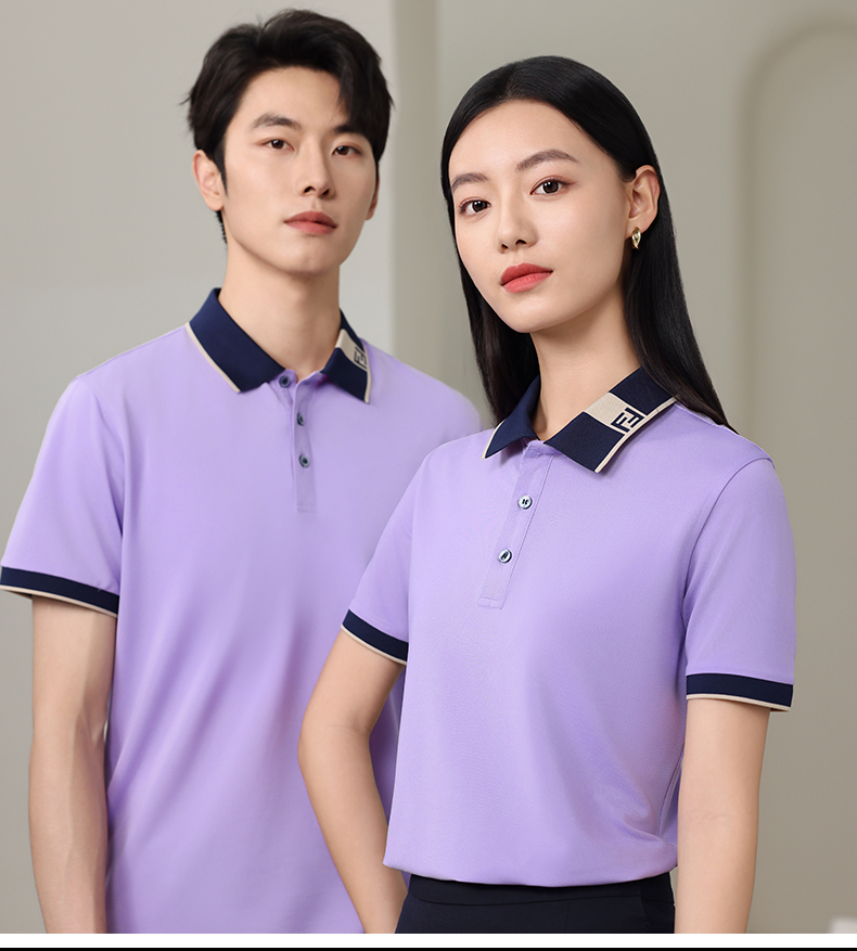 200g comfortable skin-friendly ice ion color double F short-sleeved lapel polo shirt HW01-932