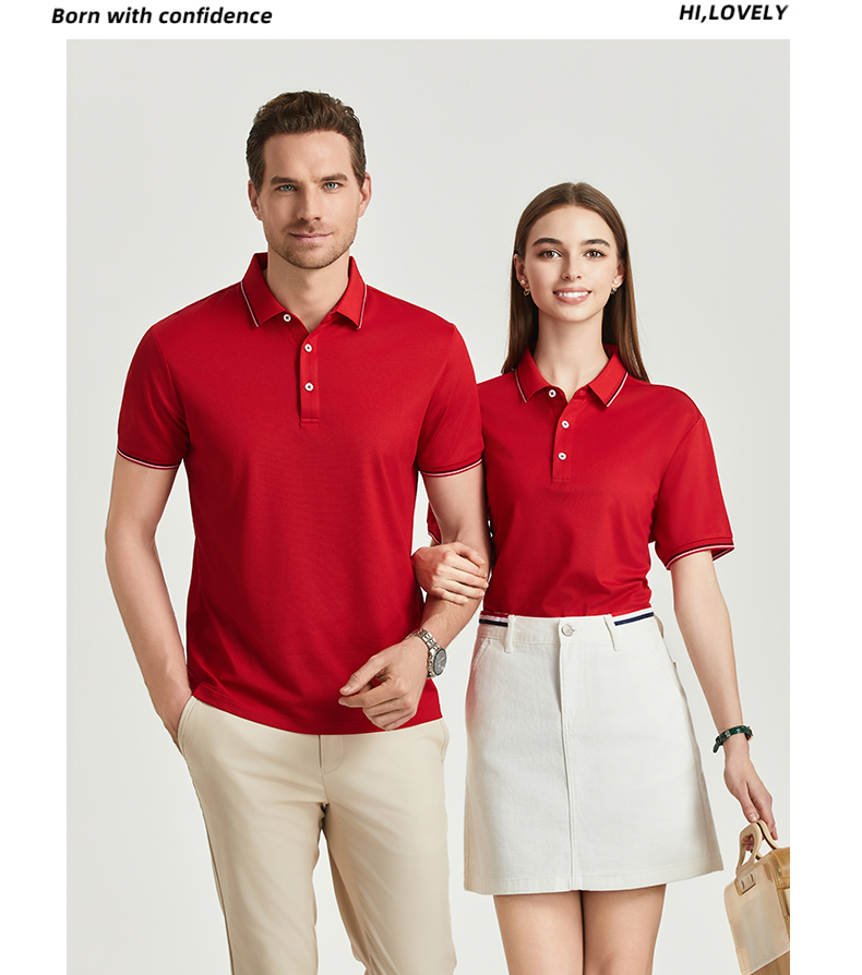 Breathable moisture-wicking mercerized pearl short-sleeved lapel polo shirt GJ61-W2822001