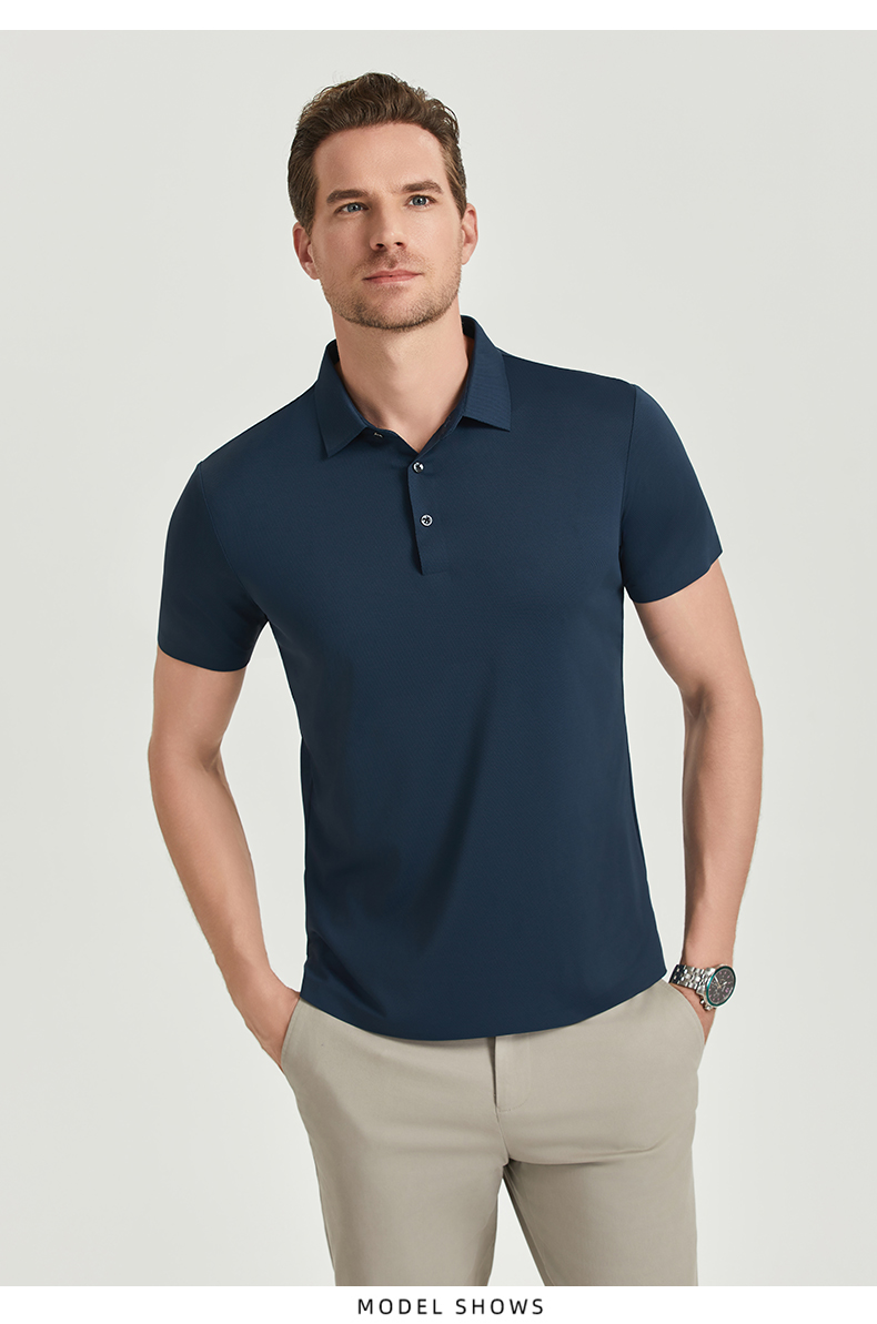 Comfortable breathable seamless nylon-spandex short-sleeved lapel polo shirt GJ61-W2822010