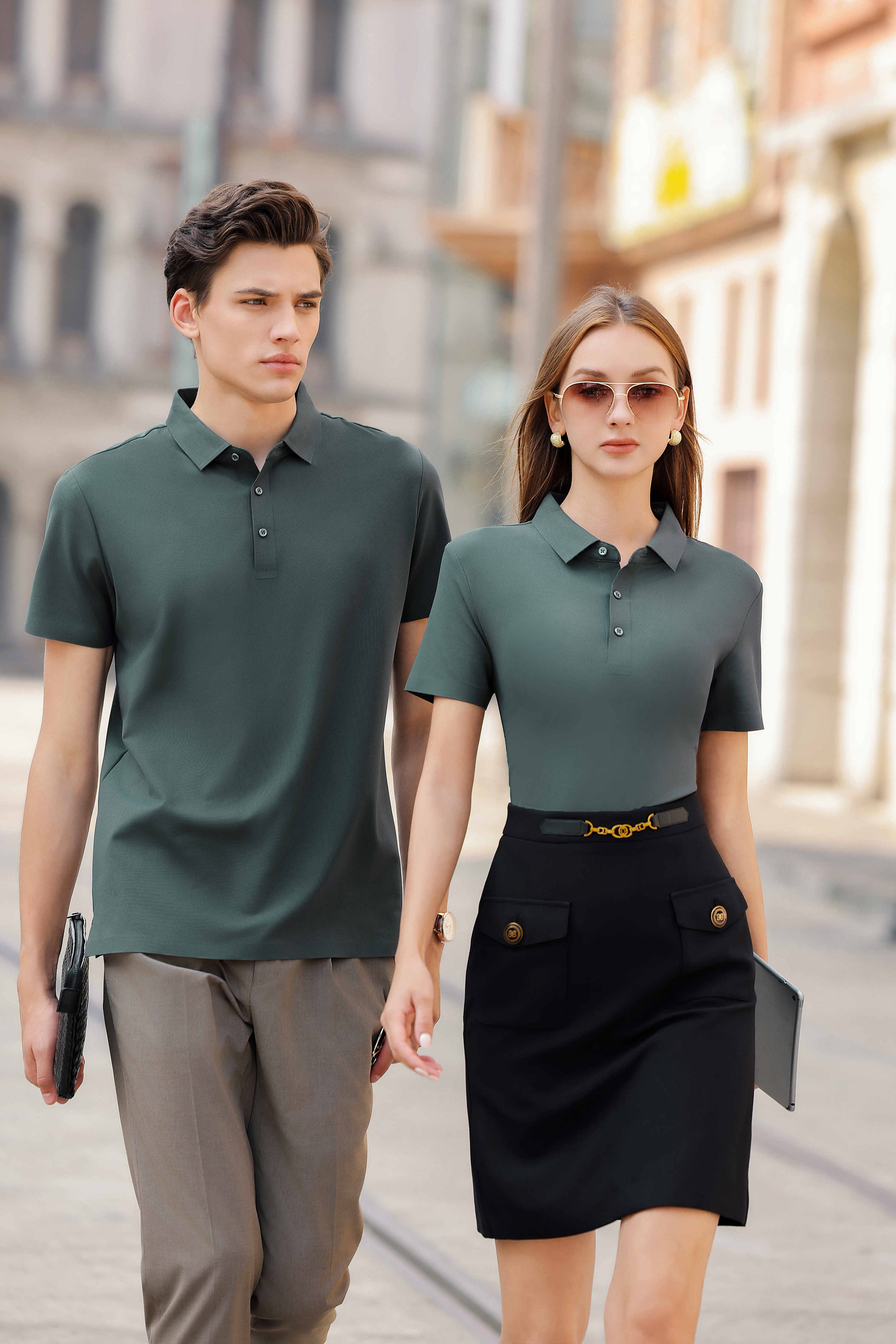 190g waffle 5A antibacterial cool solid color seamless polo shirt C07-3601