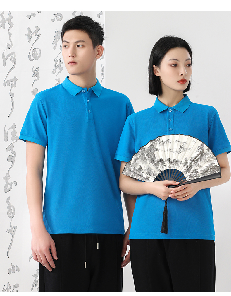 215g 40s double yarn imitation cotton short sleeve lapel POLO shirt GJ20-WY2301