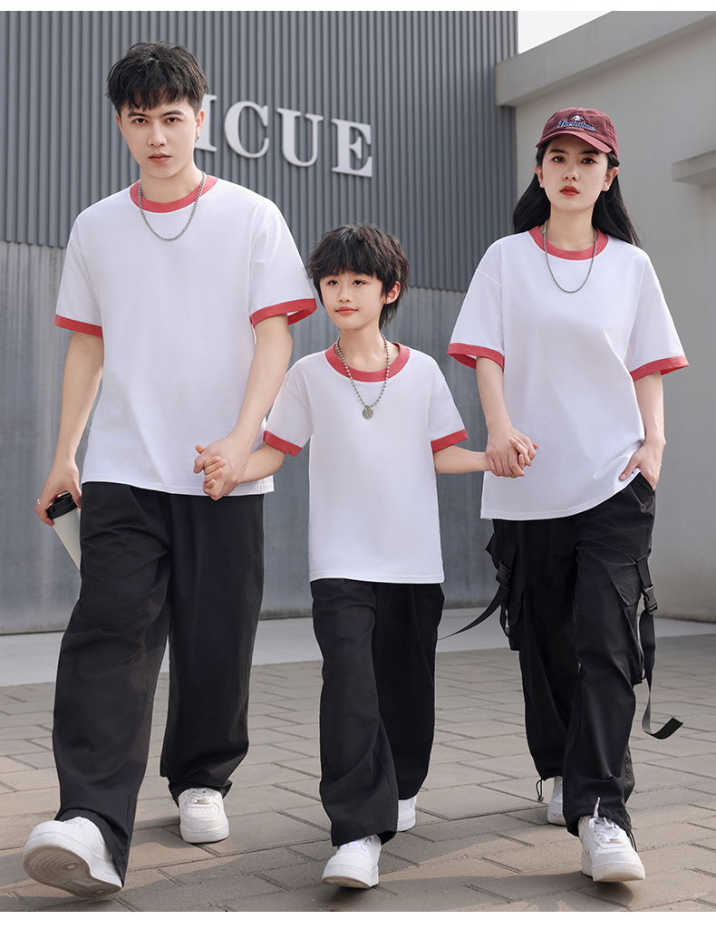 200G parent-child bump edge children round neck short sleeves SNS-3302