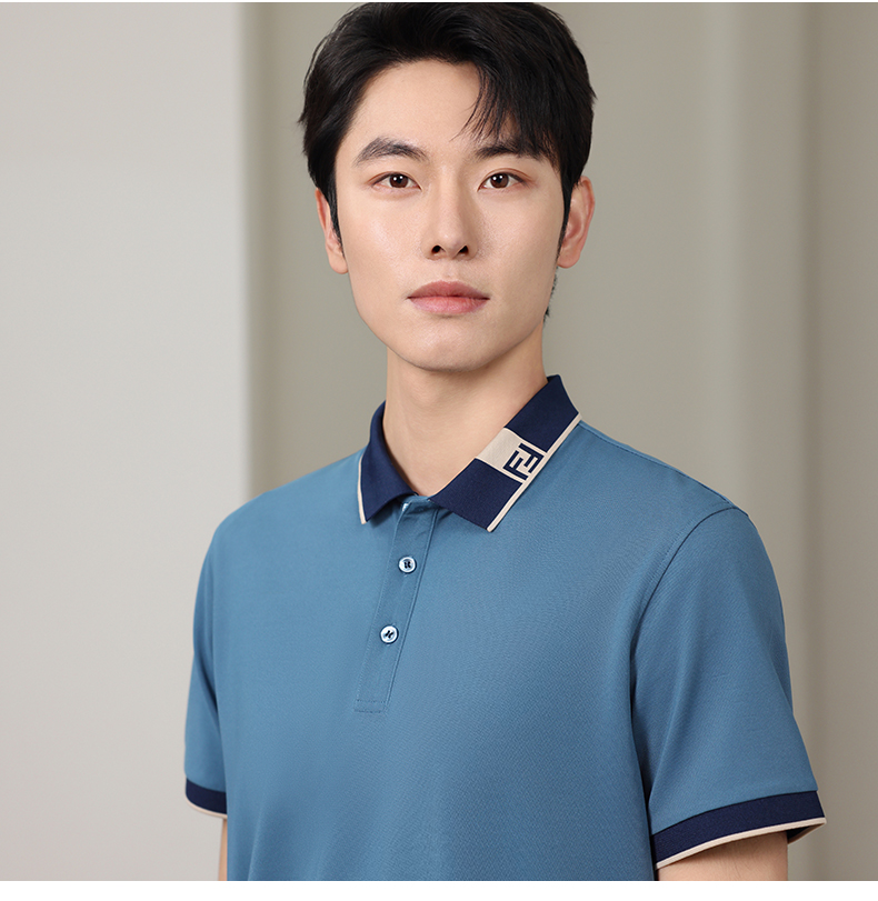 200g comfortable skin-friendly ice ion color double F short-sleeved lapel polo shirt HW01-932