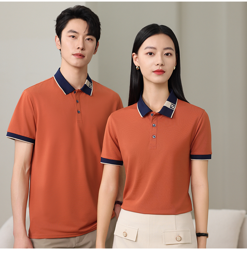 200g comfortable skin-friendly ice ion color double F short-sleeved lapel polo shirt HW01-932