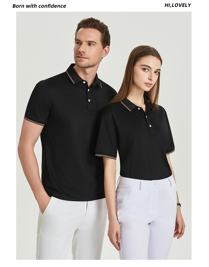 Breathable moisture-wicking mercerized pearl short-sleeved lapel polo shirt GJ61-W2822001