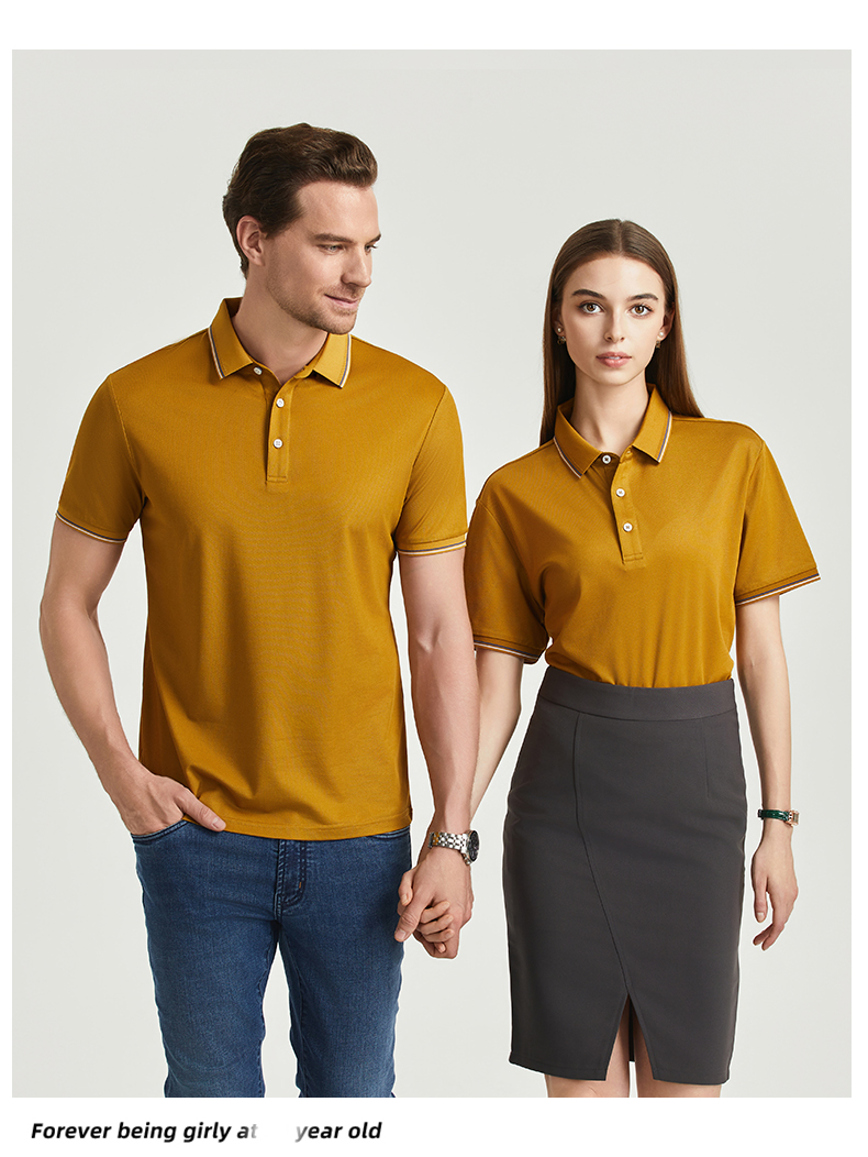 Breathable moisture-wicking mercerized pearl short-sleeved lapel polo shirt GJ61-W2822001