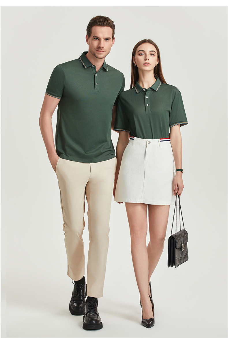 Breathable moisture-wicking mercerized pearl short-sleeved lapel polo shirt GJ61-W2822001