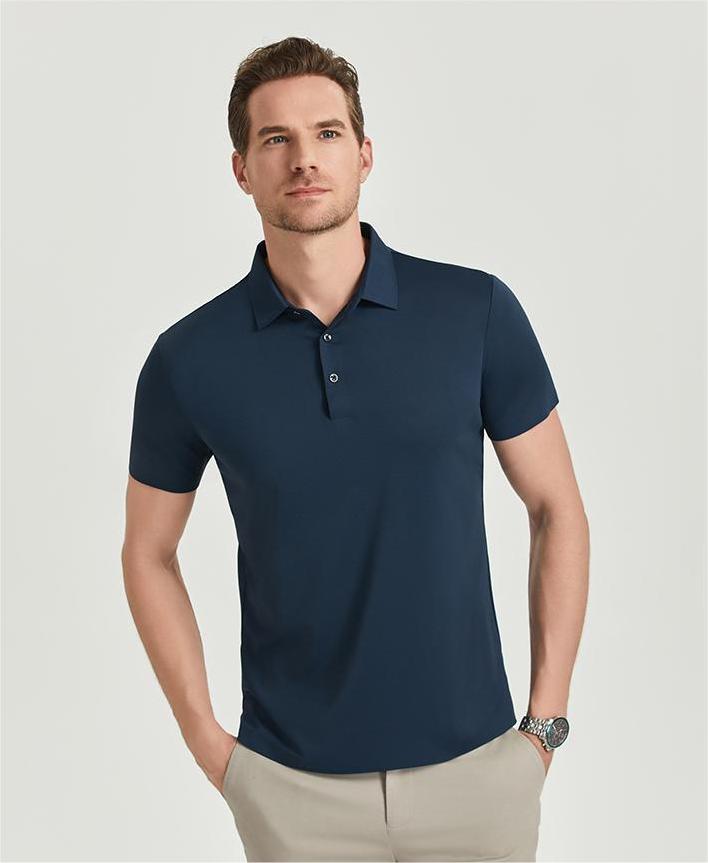 Comfortable breathable seamless nylon-spandex short-sleeved lapel polo shirt GJ61-W2822010