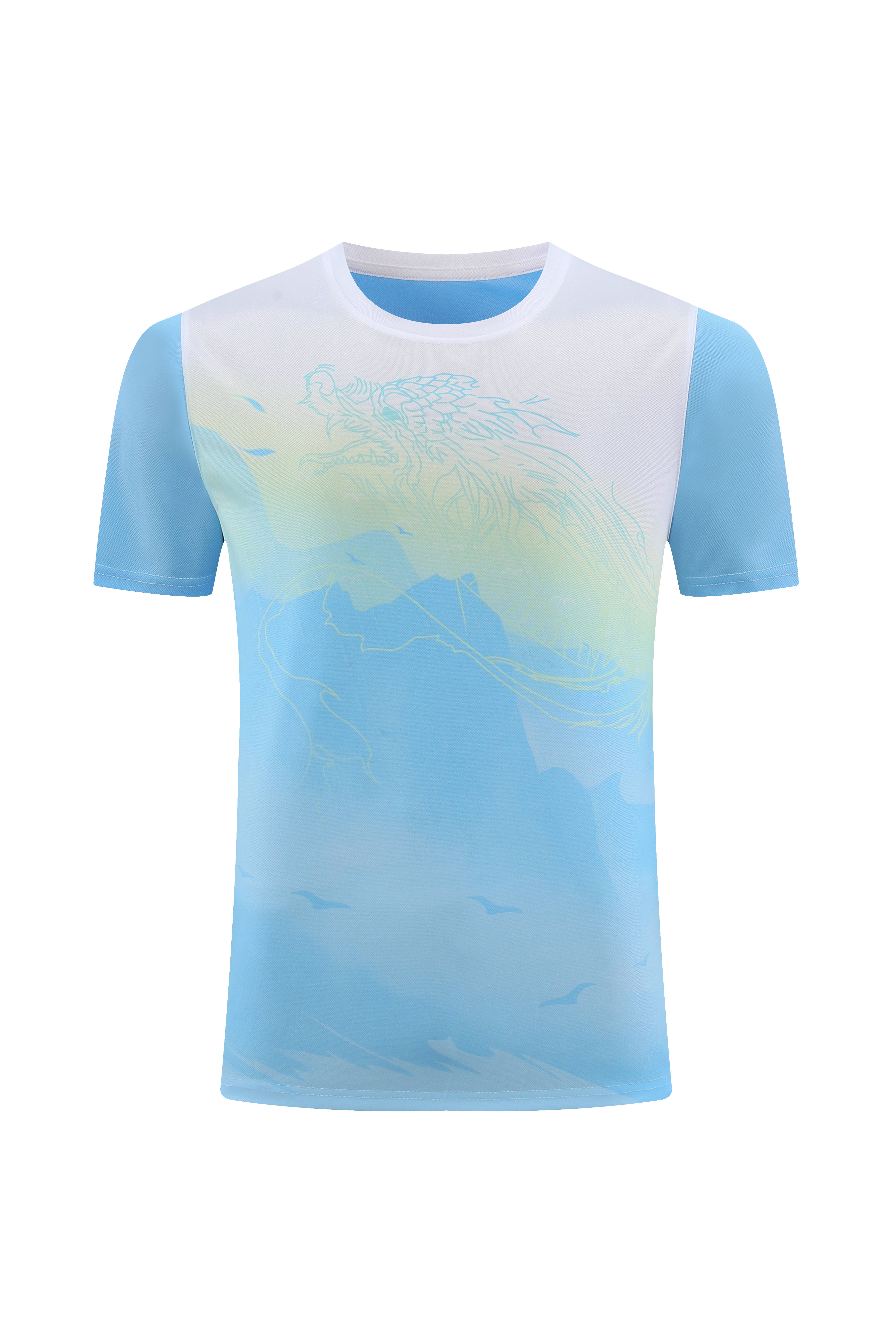 Gradient Printing Pearl Quick Dry Round Neck Short Sleeve 110-1856