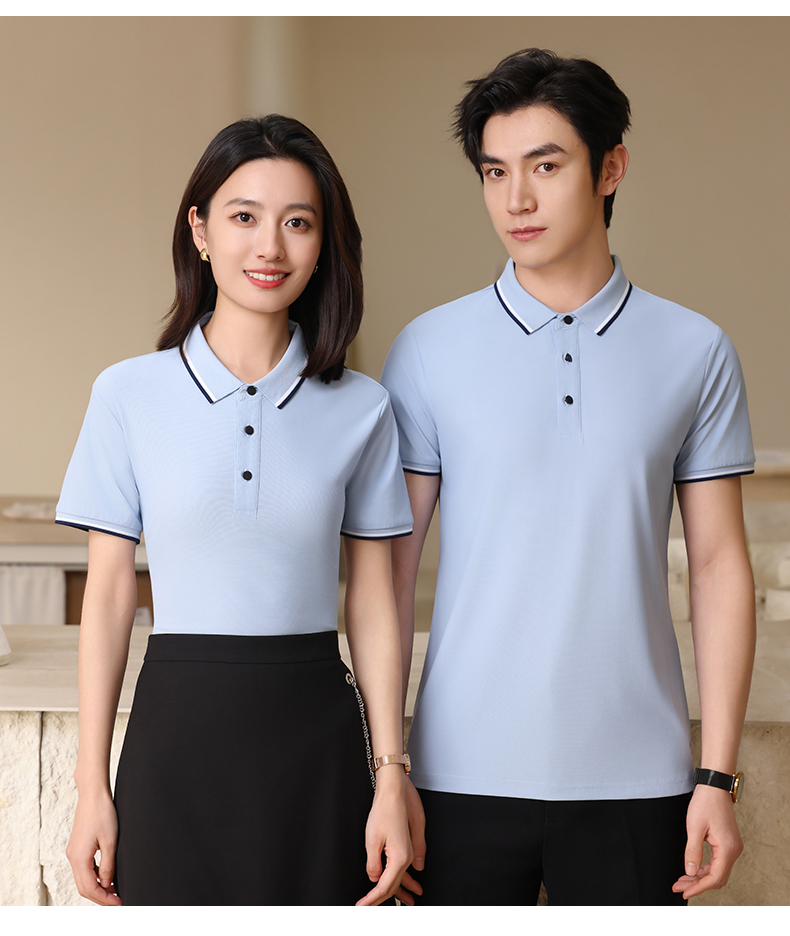 Ice silk brocade spandex short-sleeved lapel POLO shirt GJ20-2598