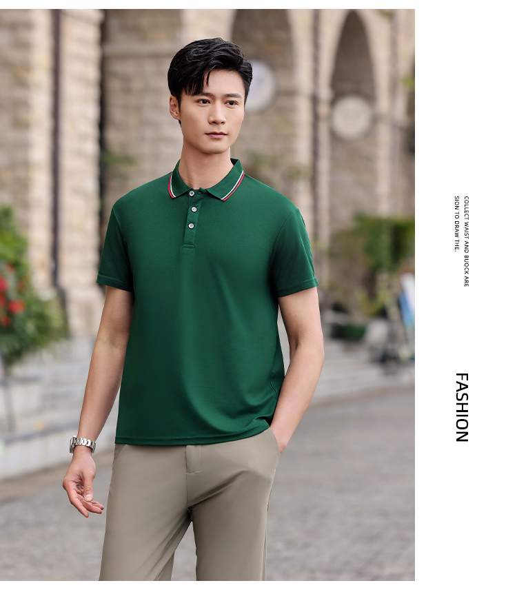 Ice ion interlaced color lapel short-sleeved POLO shirt Z15-678