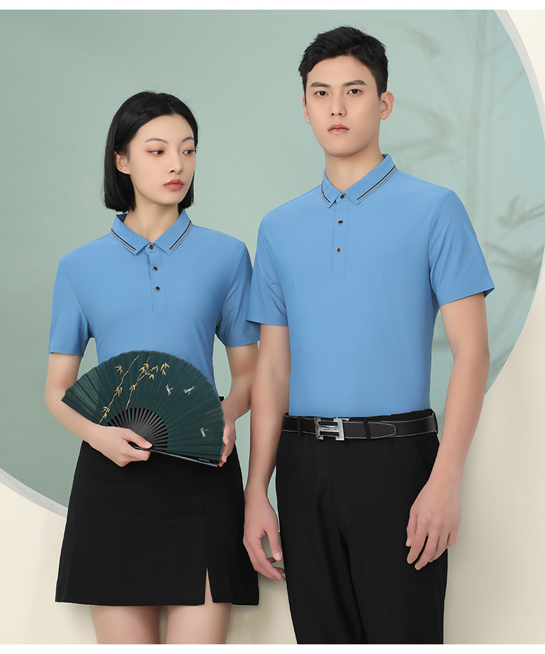 180g comfortable slim seamless color edge short sleeve lapel W01-F835