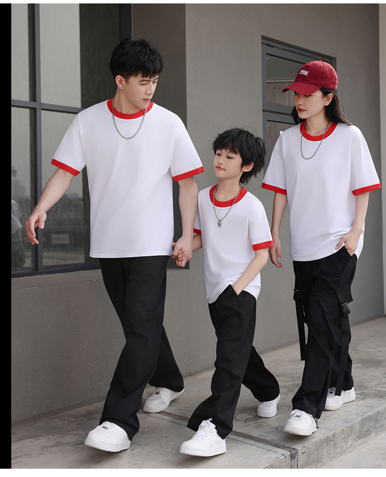 200G parent-child bump edge children round neck short sleeves SNS-3302