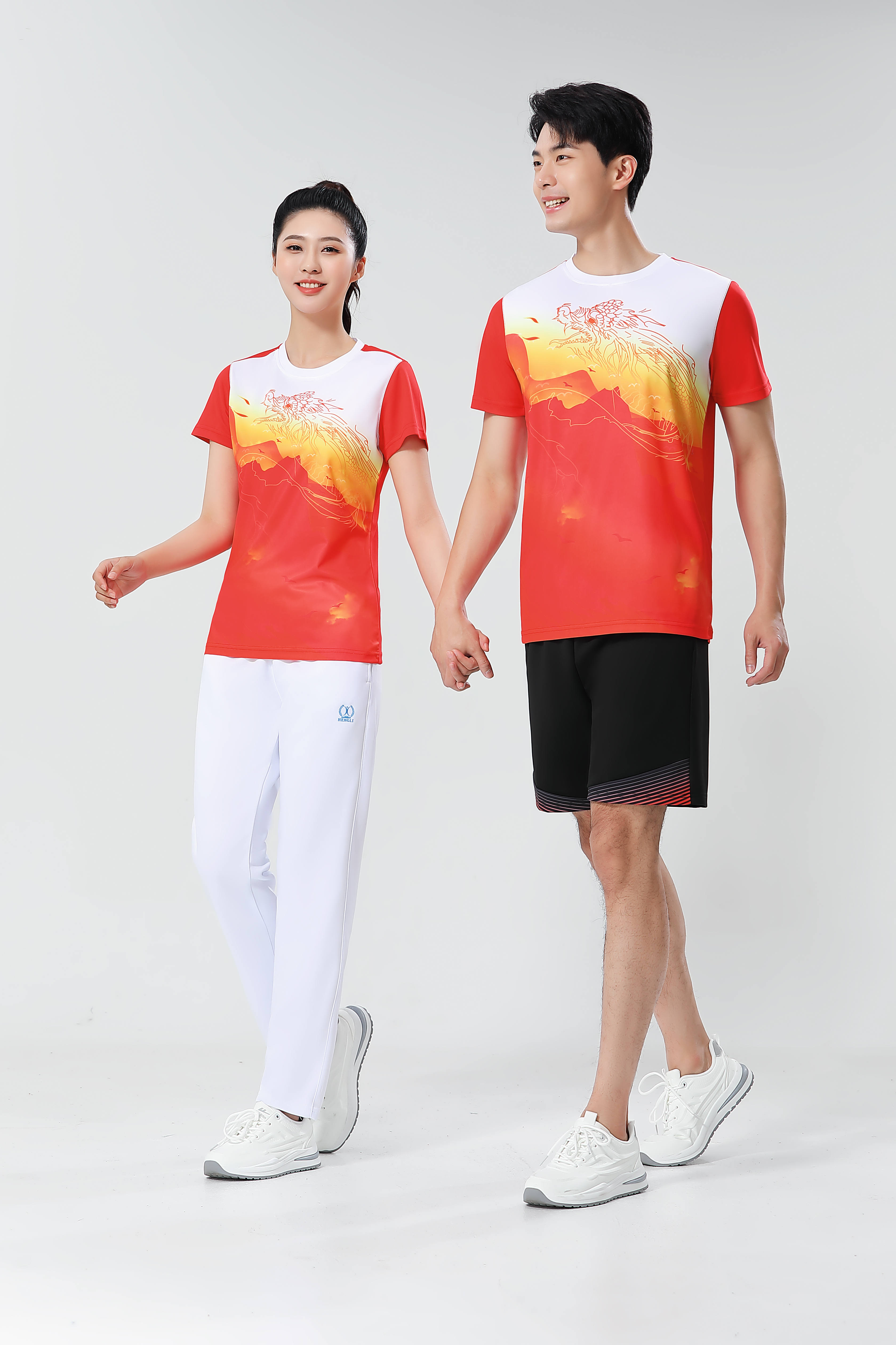 Gradient Printing Pearl Quick Dry Round Neck Short Sleeve 110-1856